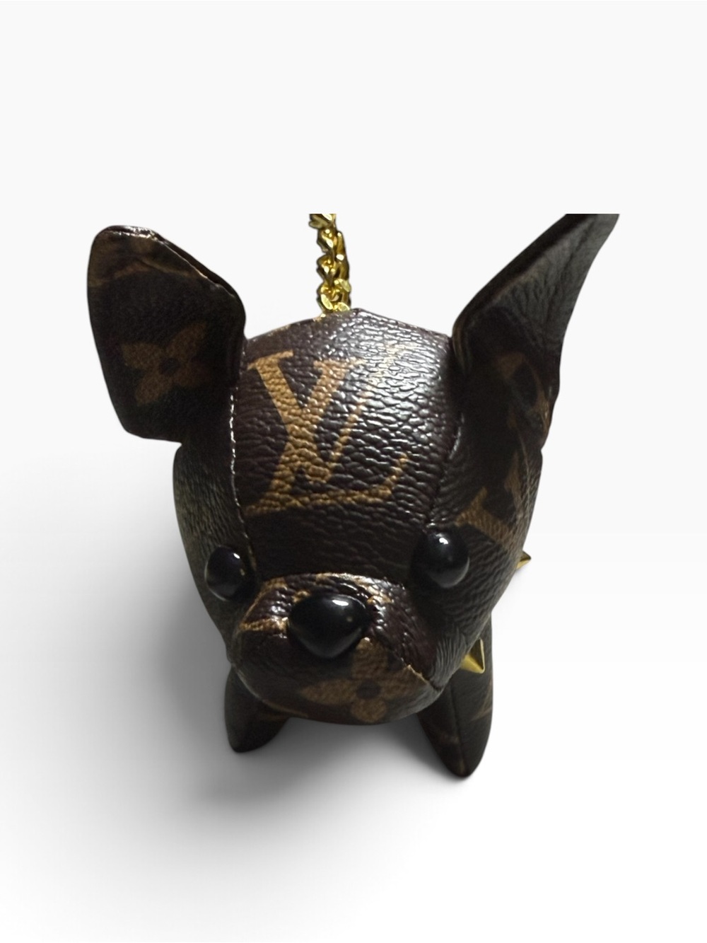 LV vegan leather Brown Monogram Chihuahua Bag Charm Keyring new